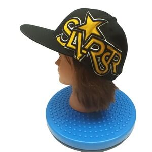 Silver Star Casting Joe Rockstar Black Yellow 210 Fitted Hat / Cap 6 7/8 - 7 1/4